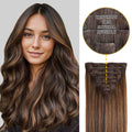 Yilite (#P2/6/T2) Darkest Brown Balayage Seamless Clip Ins 7Pcs