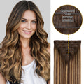 Yilite (#P4/27/T4) Chocolate Brown to Caramel Blonde Seamless Clip Ins 7Pcs