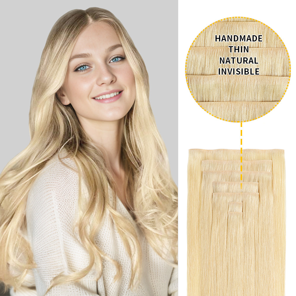 Yilite (#613) Bleach Blonde Seamless Clip Ins 7Pcs