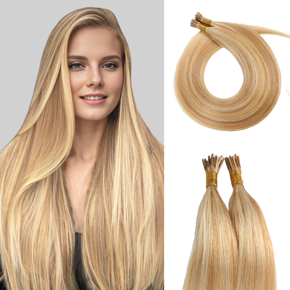 Yilite (#P27/613) Strawberry Blonde Bleach Blonde I Tip Extensions