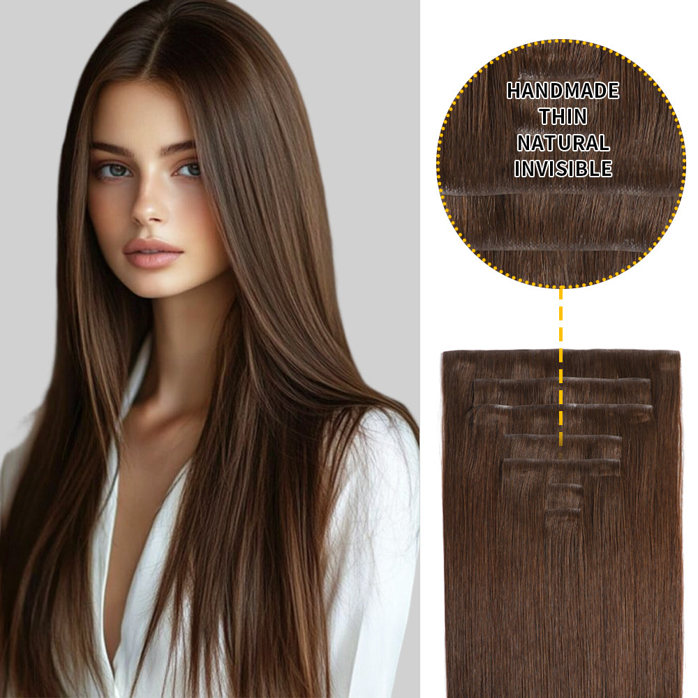 Yilite (#4) Chocolate Brown Seamless Clip Ins 7Pcs