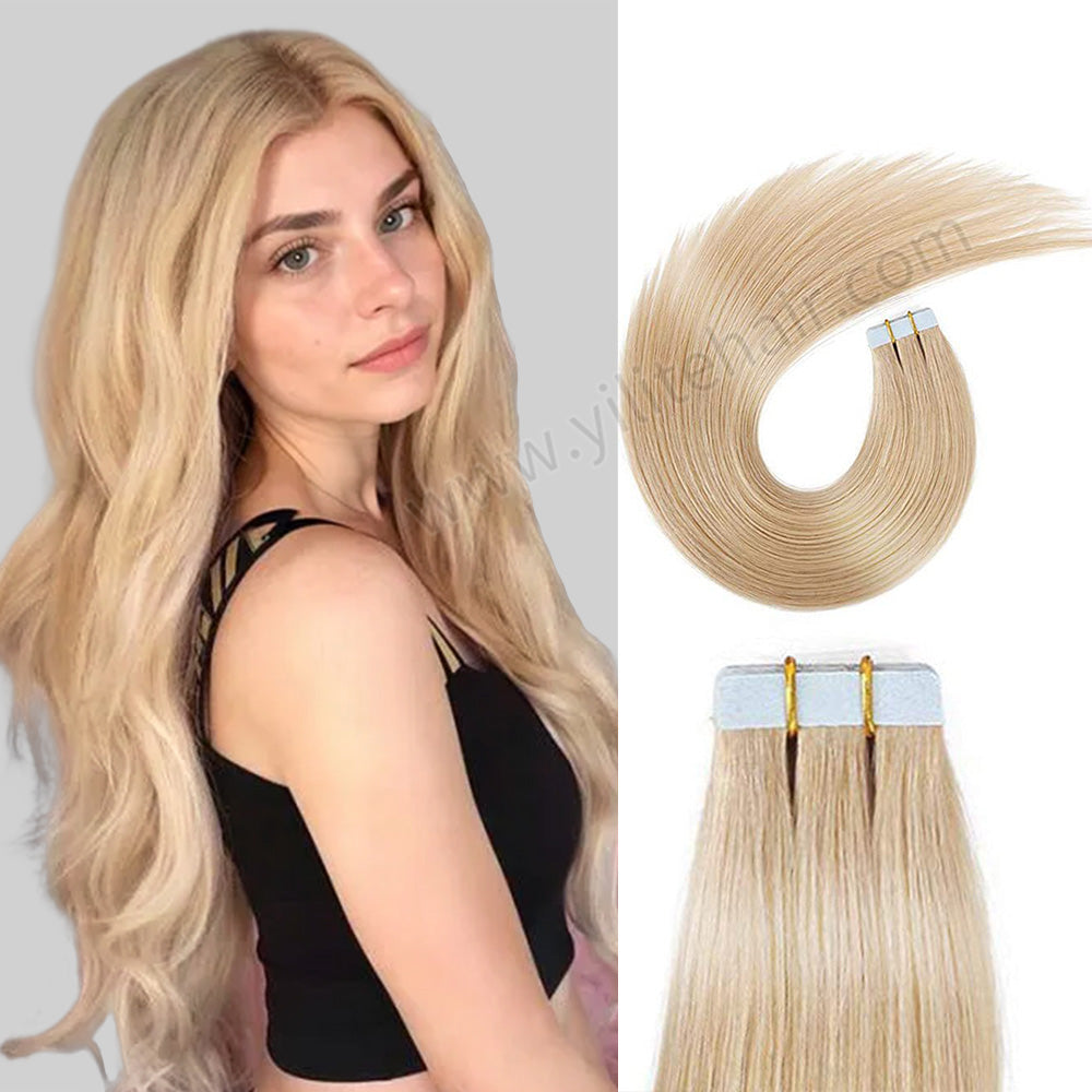 Yilite (#16) Light Blonde Tape In Hair Extensions Remy Human Hair 24Pcs