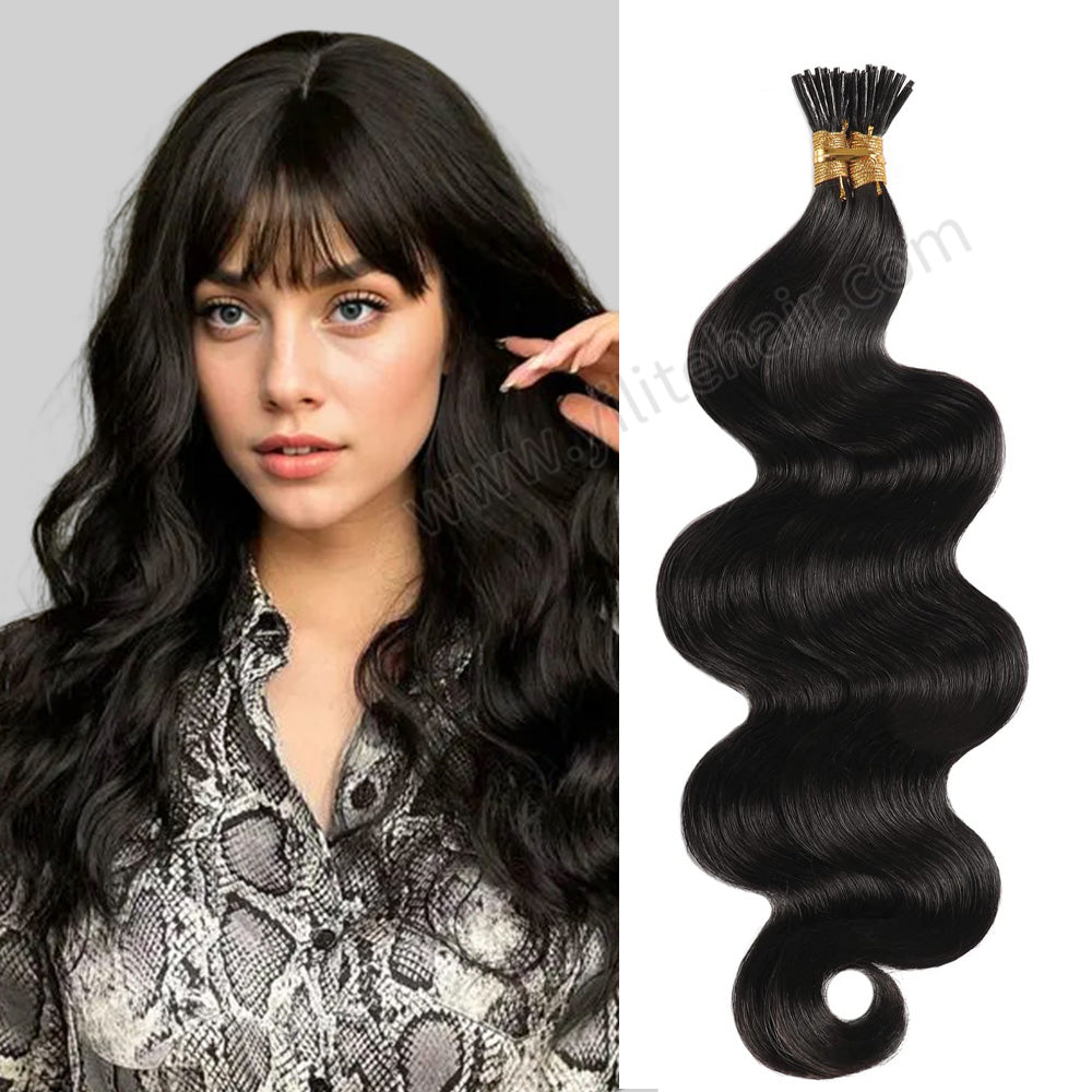 Yilite (#1B) Natural Black Body Wave I Tip Extensions