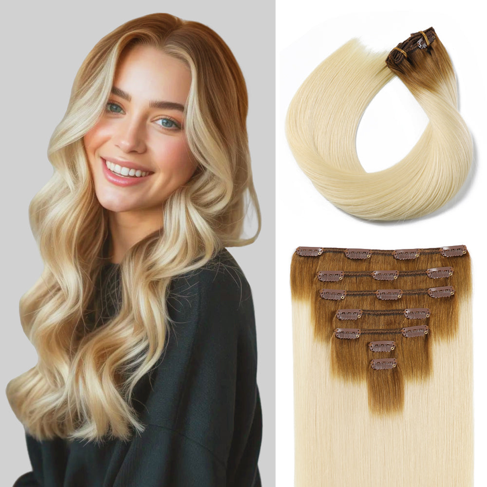 Yilite (#T8/60) Light Brown to Platinum Blonde Classic Clip Ins