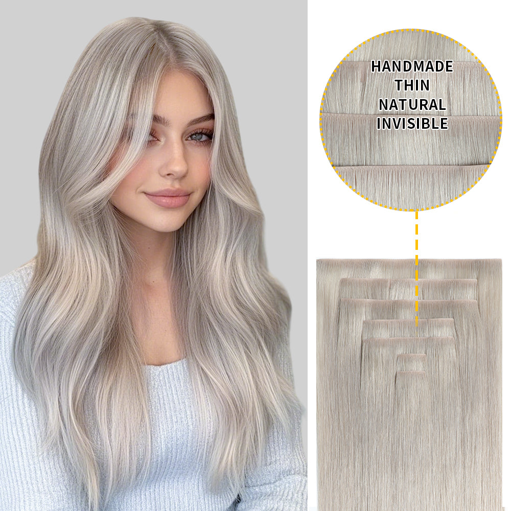 Yilite Silver Seamless Clip Ins 7Pcs