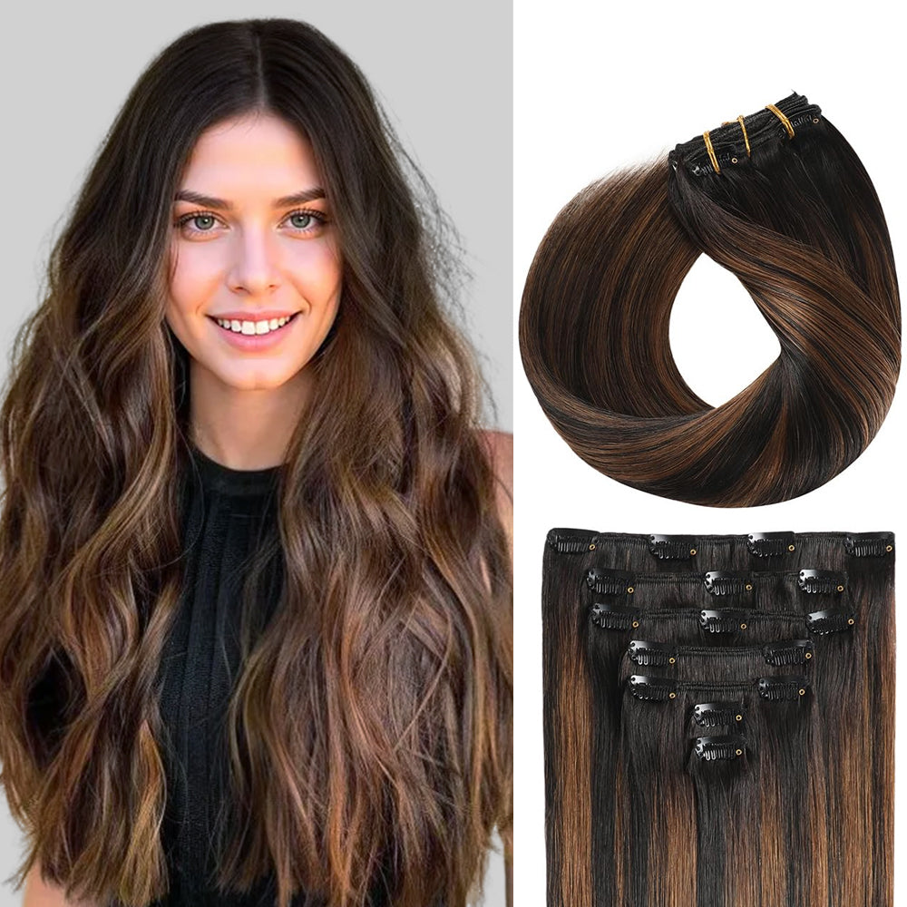 Yilite (#P1B/6/T1B) Natural Black Balayage Classic Clip Ins