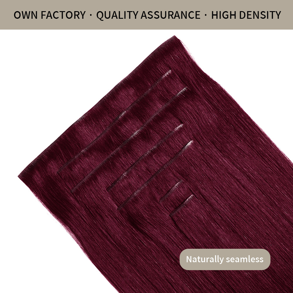 Yilite (#99J) Burgundy Seamless Clip Ins 7Pcs