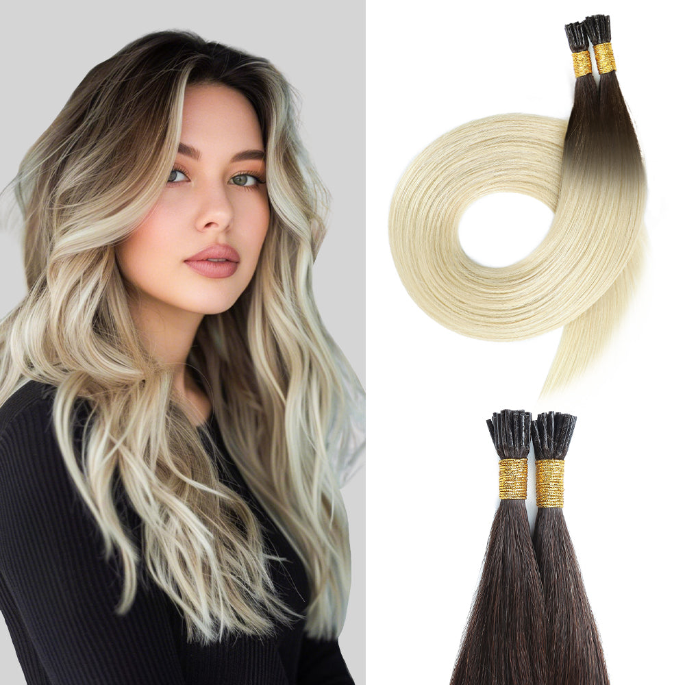 Yilite (#T2/60) Darkest Brown to Platinum Blonde I Tip Extensions