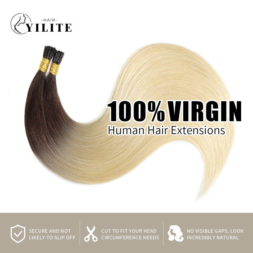 Yilite (#T2/60) Darkest Brown to Platinum Blonde I Tip Extensions